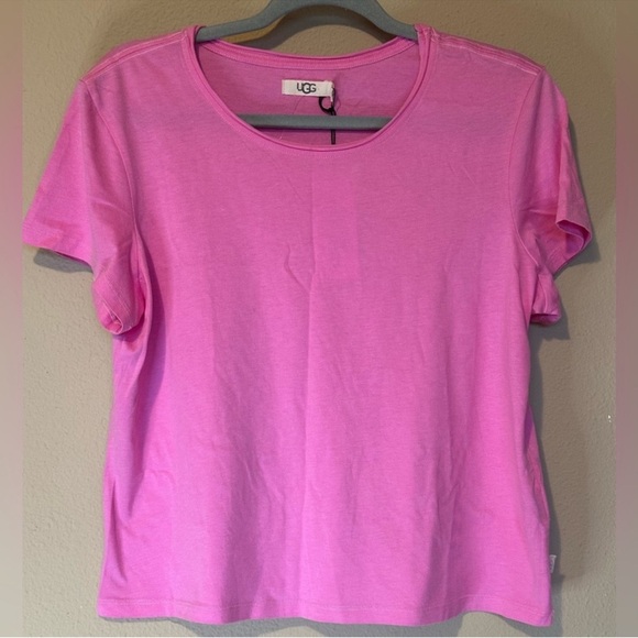 Ugg Women’s Perline Crewneck Organic Cotton Tee Pink Echinacea NWT Size Medium - Picture 2 of 6